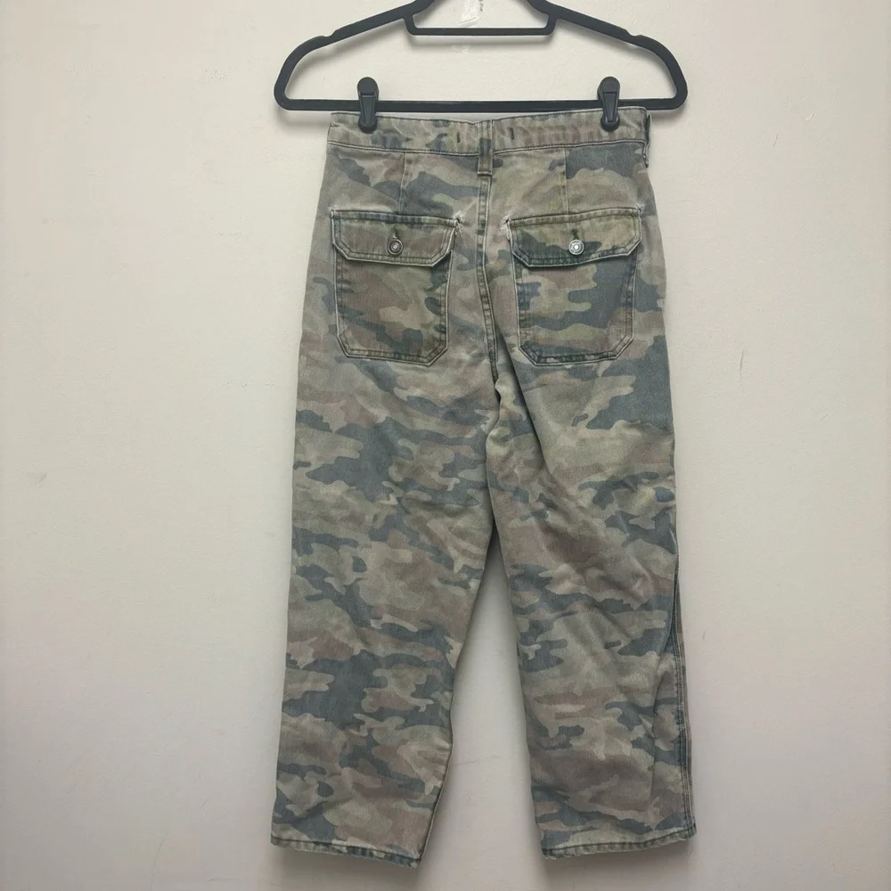 Free People Jeans Camo Remy Cropped Wide Leg High Rise - Picture 9 of 15